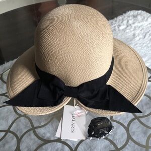 Tialarts packable Sun Hat tan with black bow
